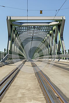 The Old Bridge over the Danube River in Bratislava. Slovakia