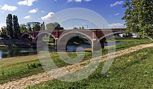 Old bridge over the Kupa river in Sisak, Croatia