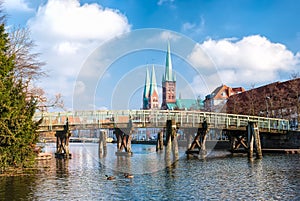 The old Bridge over Trave River, LÃ¼beck