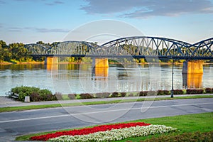 Old bridge over Vistula river in Torun