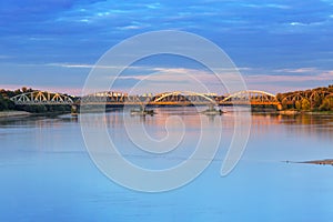 Old bridge over Vistula river in Torun