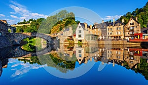 The Old bridge in the port of Dinan town, France