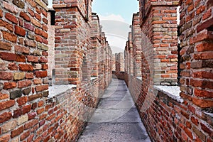 Old bridge in Verona over Adige river - Castelvecchio, Italy