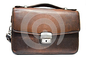 Old brief case on isolated background