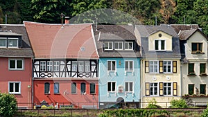 Old, brightly painted family houses