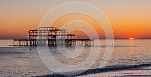 Old Brighton Pier in the sunset