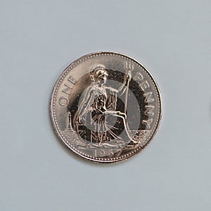 Old British 1967 one penny coin