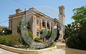 Old British Army Barracks and Clock tower at Mtarfa, Malta