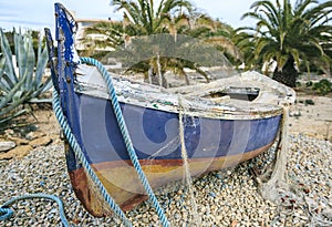 Old and broken boat in repair