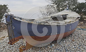 Old and broken boat in repair