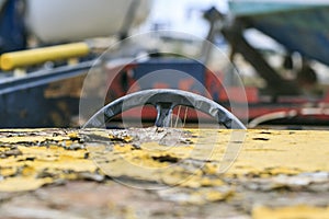 Old and broken boat in repair