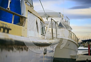 Old and broken boat in repair