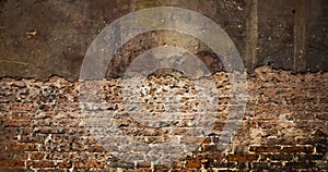 Old broken brick wall background