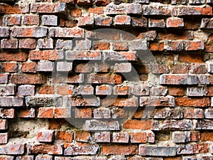 Old broken brick wall