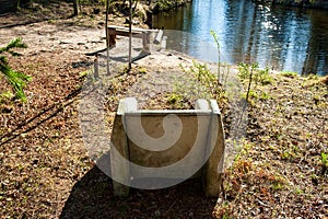 Old broken chair outdoor in rural yard