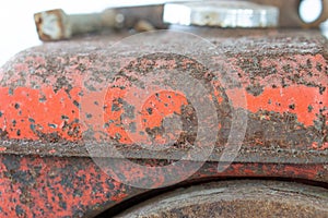 Old engine motor of water pump.