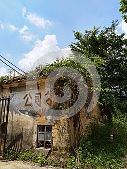 Old broken house in  ghost town Sha Lo Tung Cheung Uk New Territories Tai po hongkong
