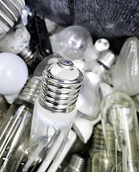 Old broken light bulbs