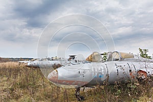 Old broken military russian airplane