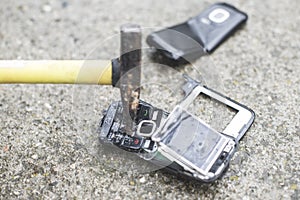 Old broken mobile phone