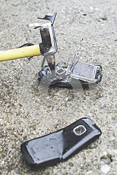 Old broken mobile phone