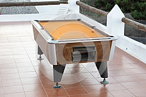 Old broken pooltable outside on Lanzarote