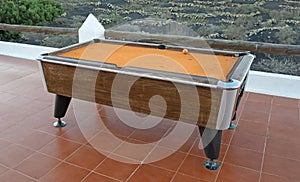 Old broken pooltable outside on Lanzarote