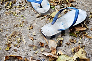 Old and broken slippers