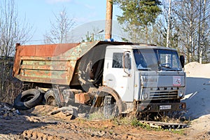 Old broken truck KAMAZ