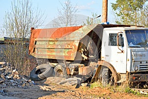 Old broken truck KAMAZ