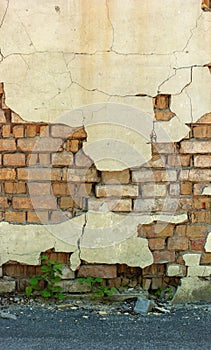 Old broken wall, brickwork