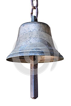 Old bronze bell on white