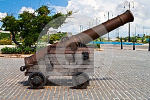 Old bronze cannon in Old Havana, Cuba