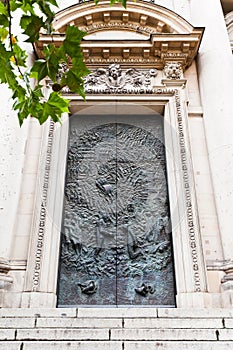 Old bronze doors of church