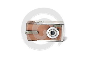 old brown digital camera on white isolate