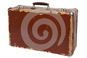 Old brown fiberboard suitcase photo