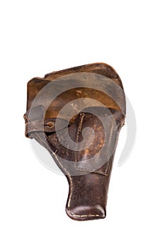 An old brown leather pistol holster