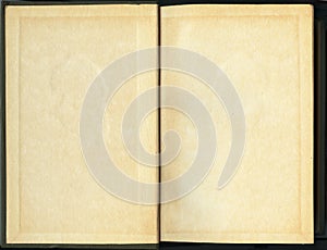 Old brown paper in book. Open book top view