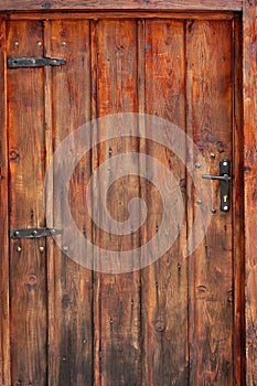 Old Brown Planked Wood Door Detail