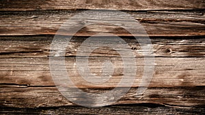 Old brown rustic weathered dark grunge wooden timber table wall floor board texture - wood background banner top view