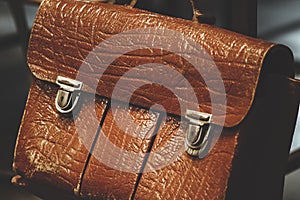 An old brown school bag