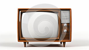 Old Brown Television On Standstill Against White Background
