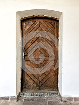 Old brown wooden door.