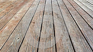 Old brown wooden floor closeup. Texture of an old tree. Abstract background in natural dark colors, empty template