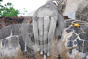 Old buddha hand sukhothai old city, world heritage