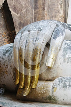 Old buddha hand, wat si chum, old city, sukhothai, world heritage