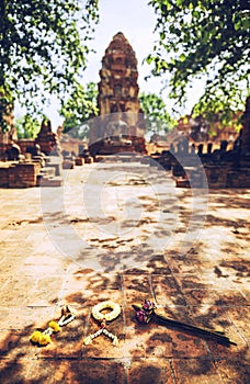 Old buddha statue in buddha temple, Ayutthaya, Thailand