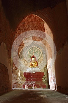 The old Buddha statue in old pagoda temple in Bagan,Myanmar