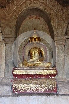 The old Buddha statue in old pagoda temple in Bagan,Myanmar
