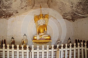 Old Buddha statues at Pho Win Taung Caves, Monywa city, Sagaing State, Myanmar, Asia